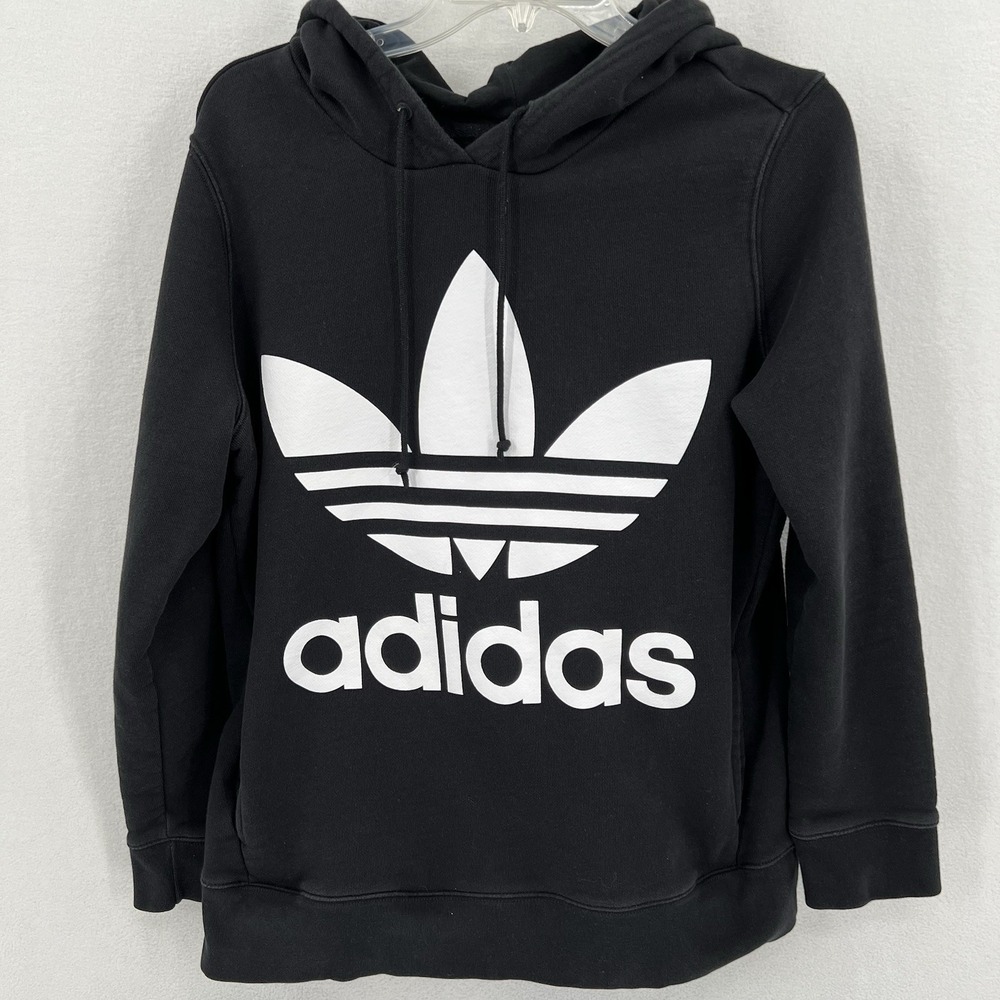 Adidas Originals Trefoil Hoodie Women's Size Medium Black White‎ Logo CE2408